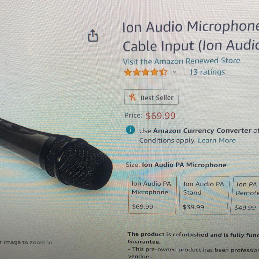 Ion Audio Microphone for PA Systems & Speakers with XLR Cable Input